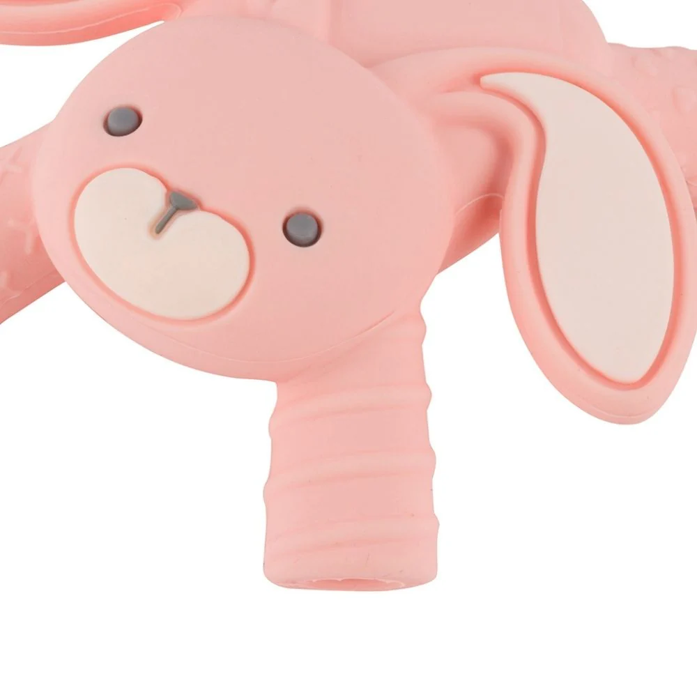 Itzy Ritzy baby molar teether pink bunny shape