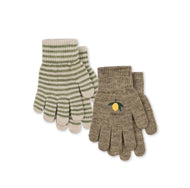 Konges Slojd Filla Gloves Lemon Stripe (2 Pack)
