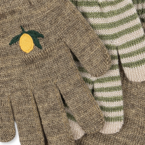 Konges Slojd Filla Gloves Lemon Stripe (2 Pack)