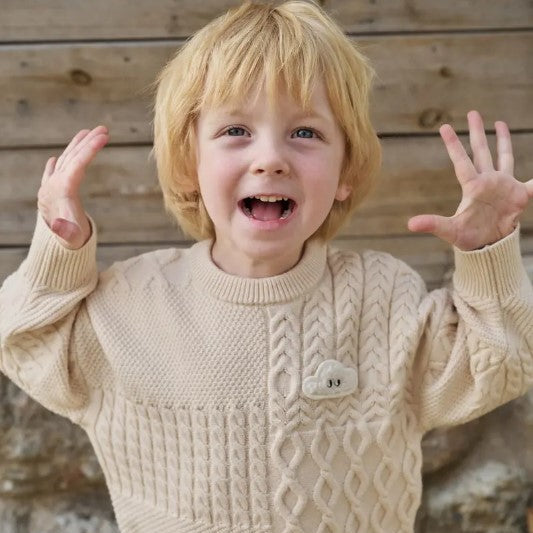 Petite Revery Cotton Knit Sweater Cloud 