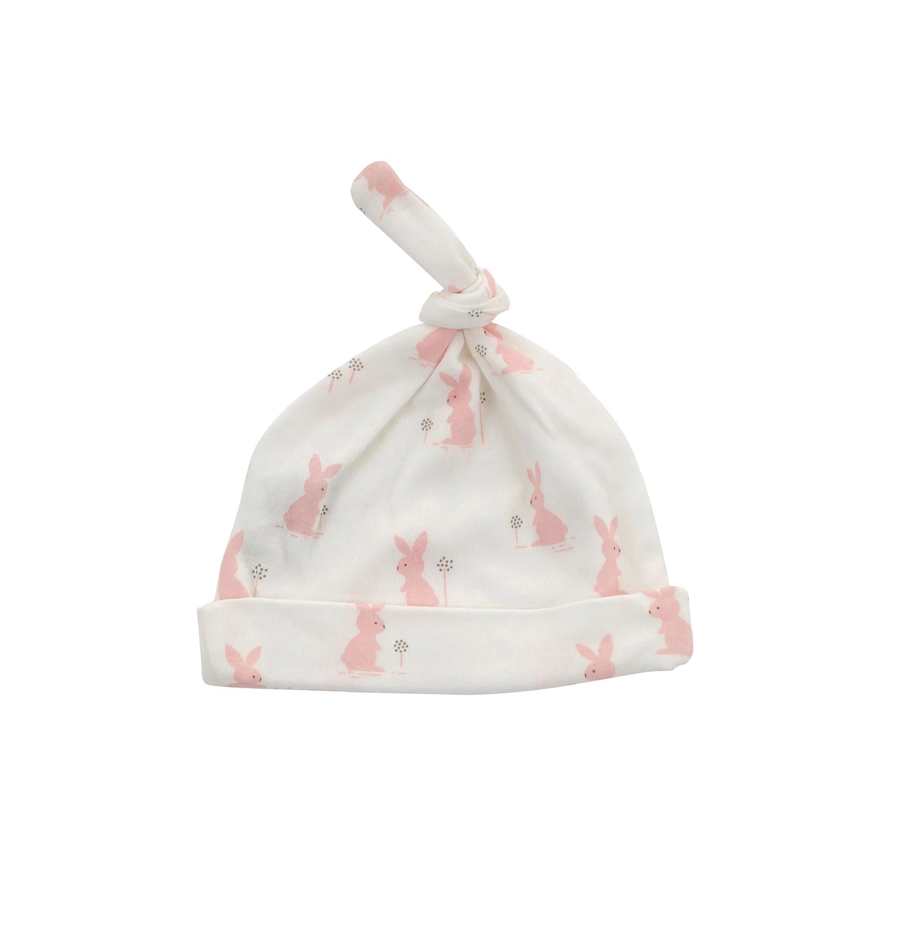 Silkberry Baby Organic Cotton Knot Hat Blush Bunny Print