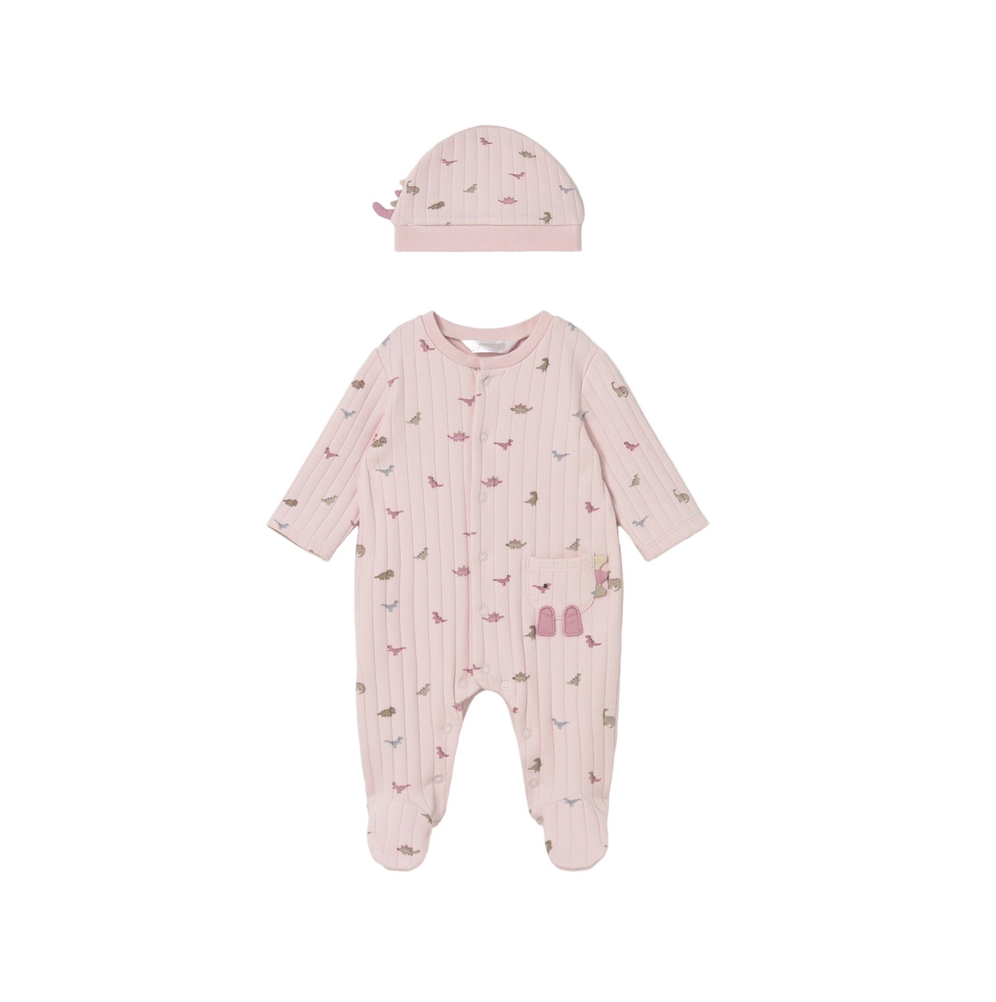 Mayoral Dinosaur Print Romper and Hat Set
