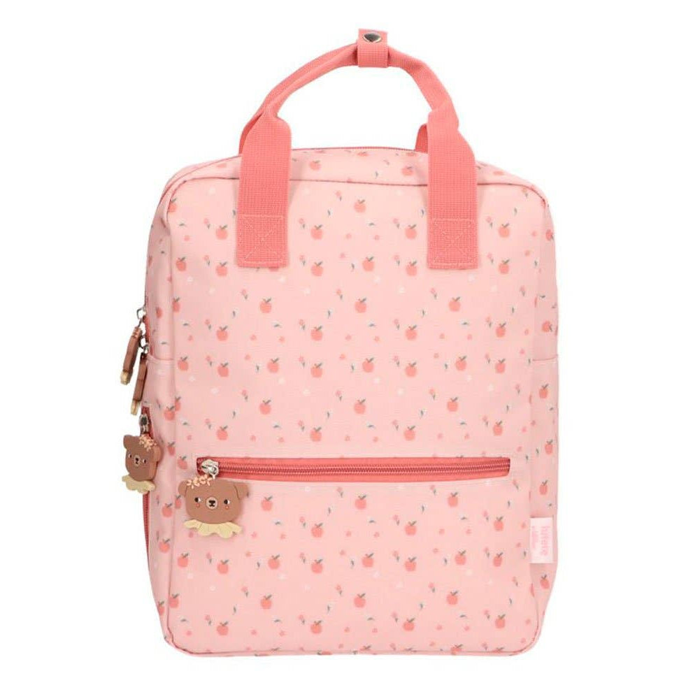children's backpack pink with peach pattern