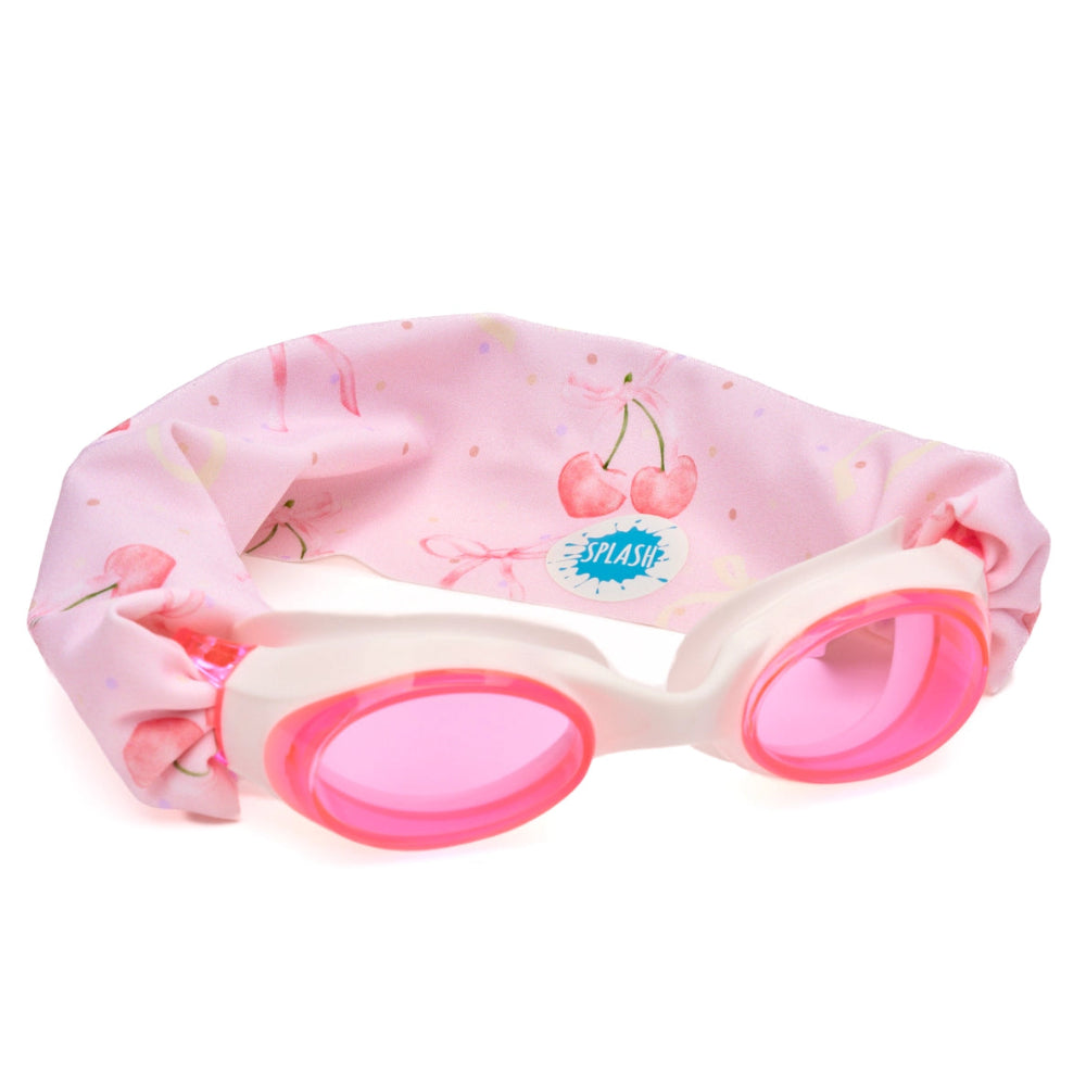 Splash swim goggles pink lenses cherry charms pattern