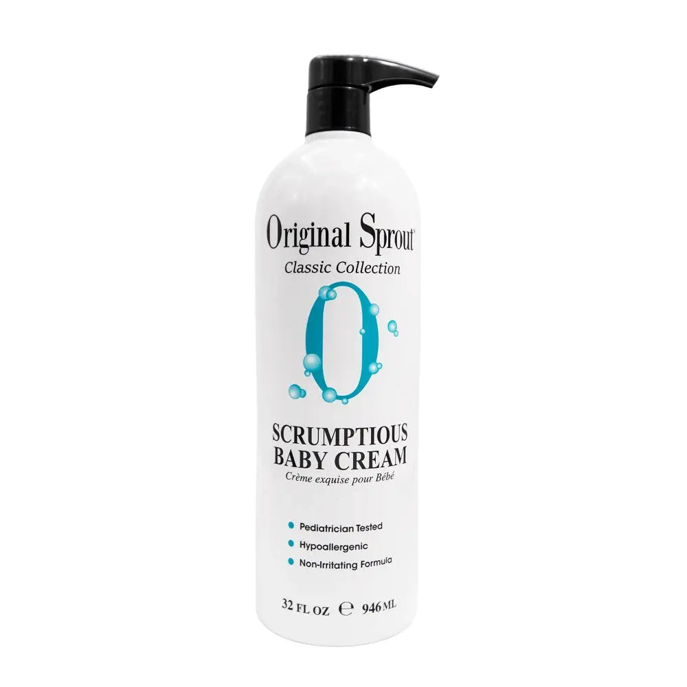 Original Sprout Scrumptious baby cream bottle white with black pump