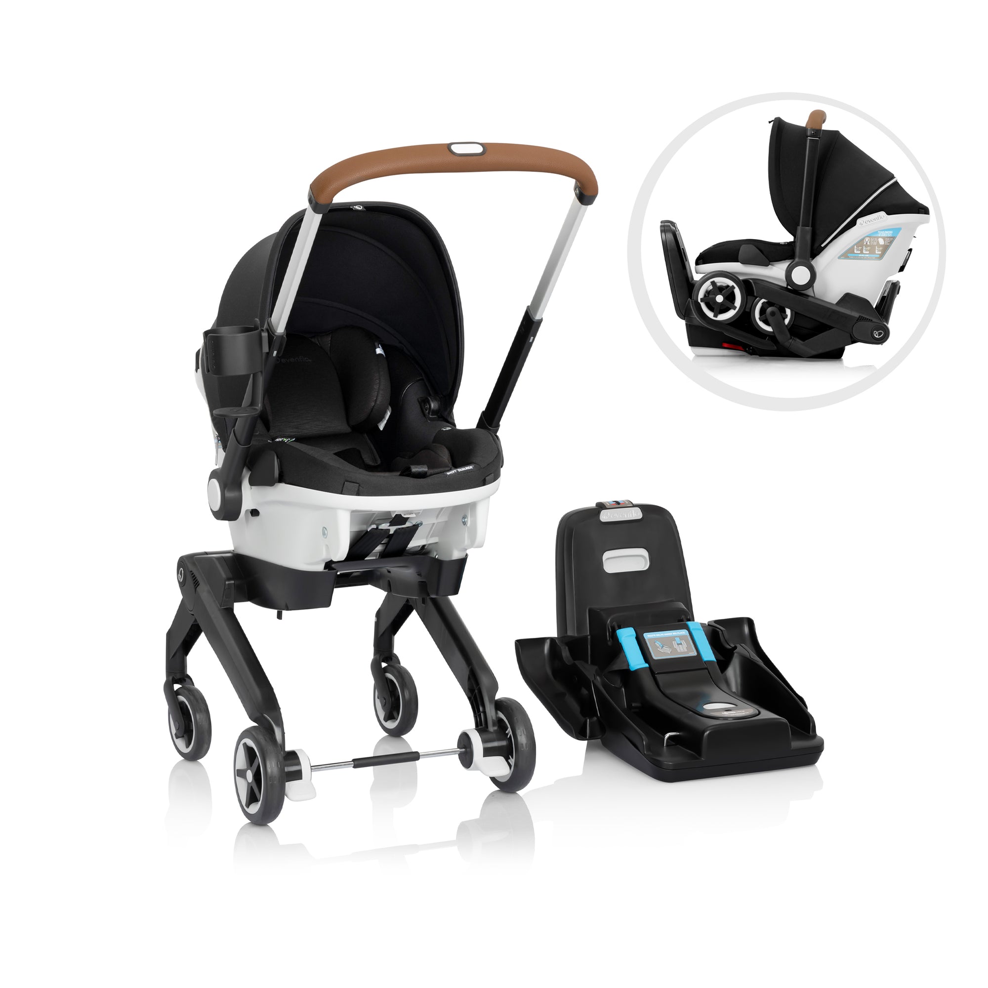 EVENFLO GOLD SHYFT DUALRIDE WITH CARRYALL STORAGE INFANT CAR SEAT AND STROLLER COMBO