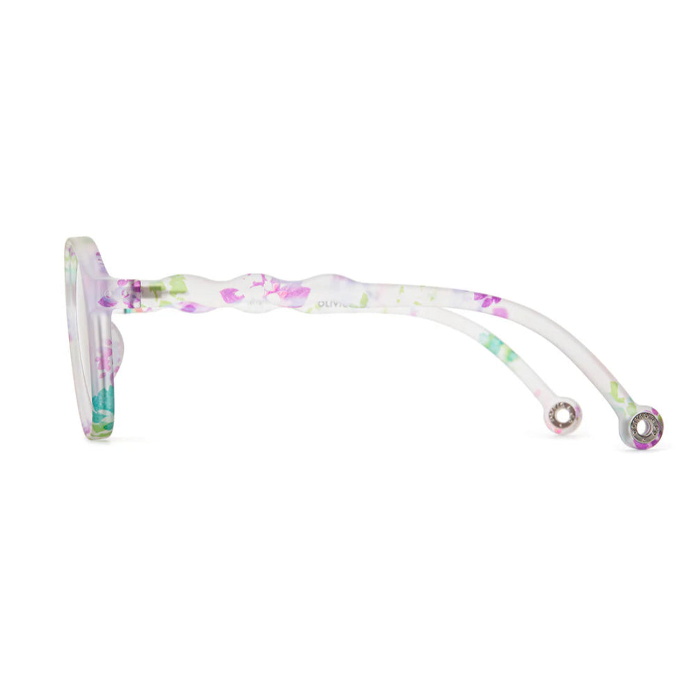 Olivio & Co oval sunglasses white frame with wild flower pattern
