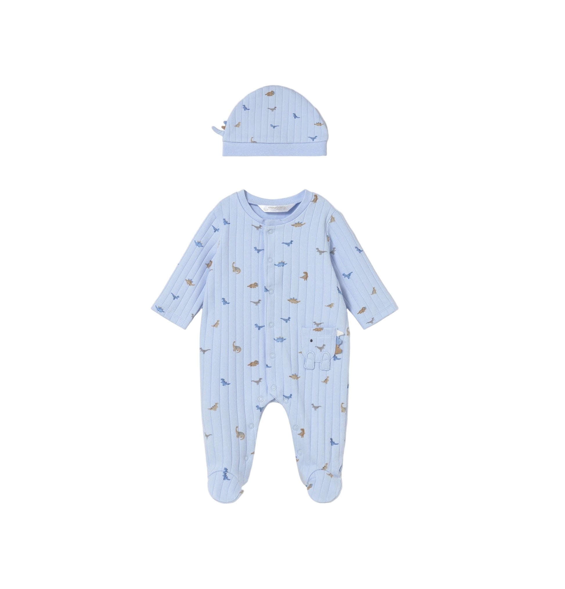 Mayoral Dinosaur Print Romper and Hat Set
