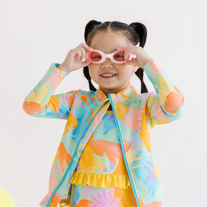 Splash swim goggles cherry charms, white frame with pink lenses