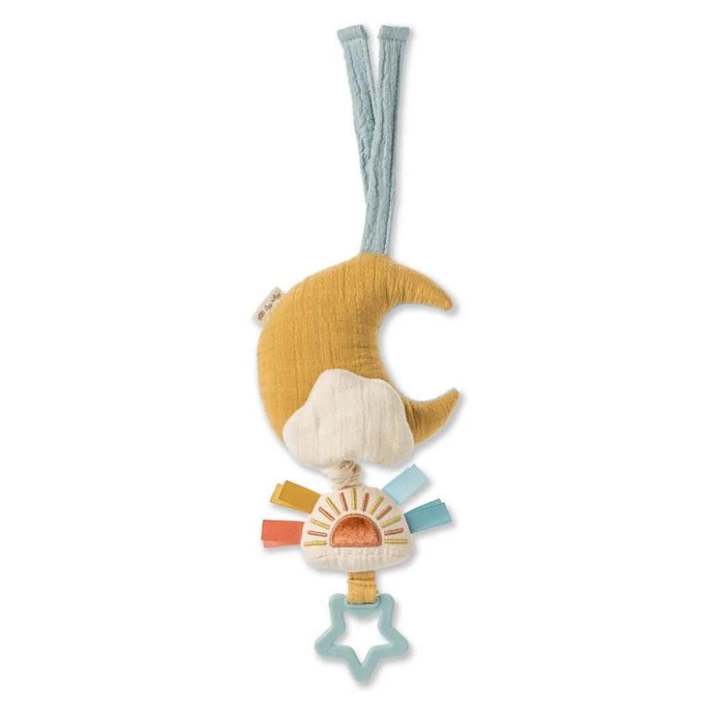 Itzy Ritzy Bitzy Notes pull-down toy moon and sun, plush pastel colors