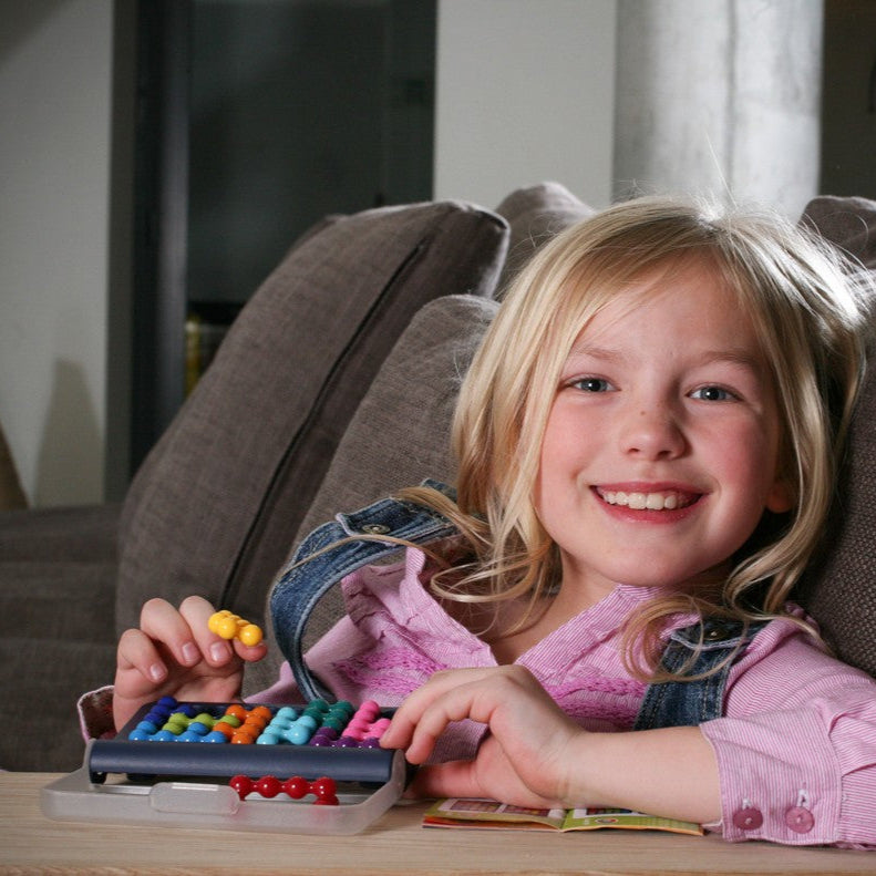 Smart Games IQ Fit puzzle with multicolored beads