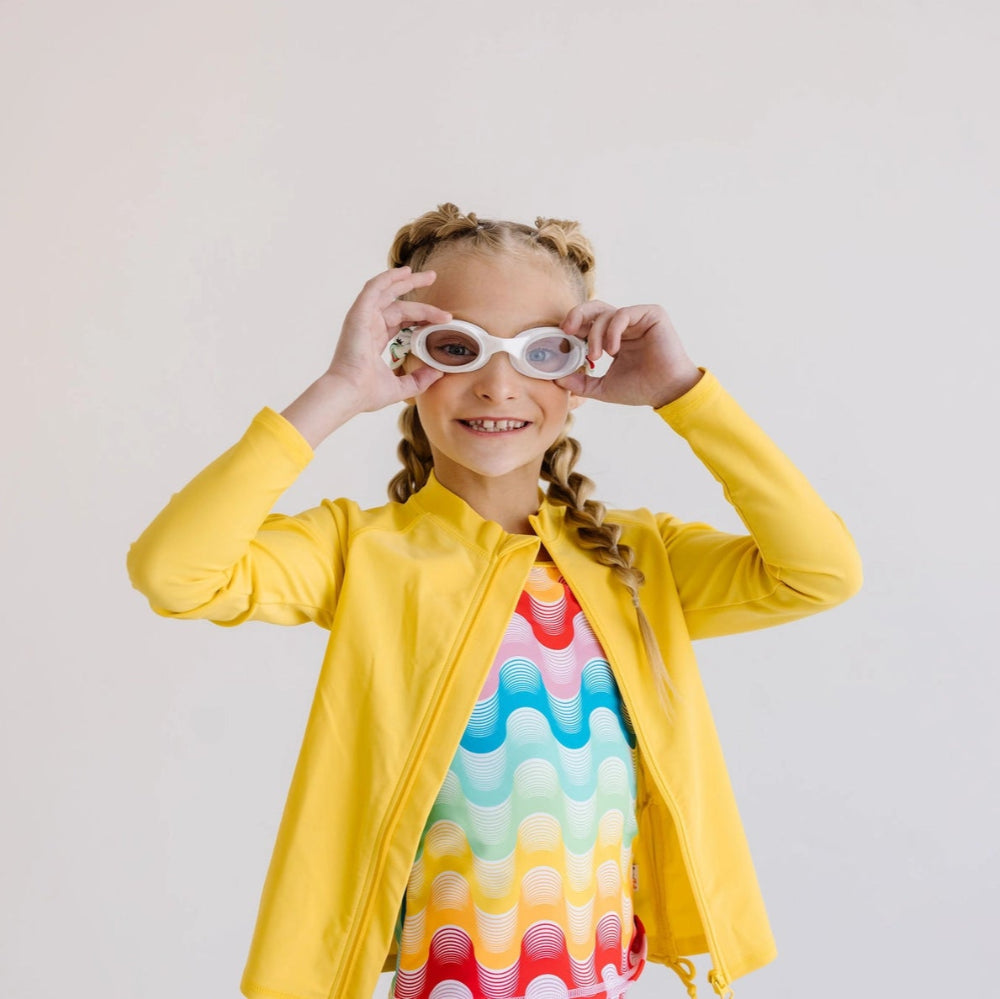Splash swim goggles Strawberry Fields, white frame