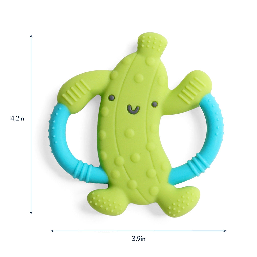 Itzy Ritzy Chew Crew teething toy lime green cactus with blue handles