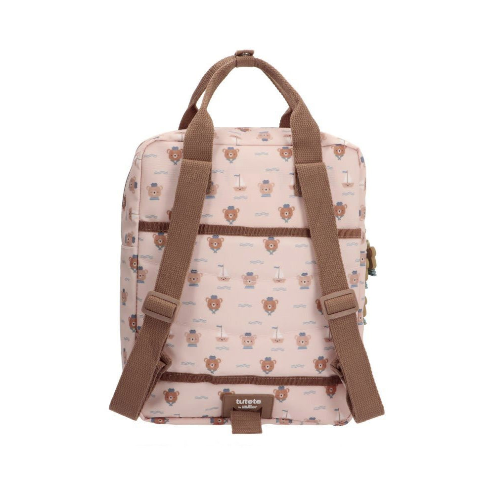 Tutete children's school backpack pink with brown straps