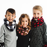 FLAPJACKKIDS REVERSIBLE KIDS NECK WARMERS RED MOOSE & BEAVER