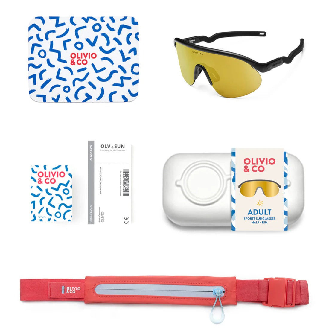 Olivio & Co Sport Sunglasses Teen & Adult Half-Rim Lava Grey