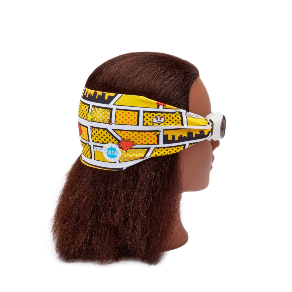 Splash swim goggles comics headband with yellow comic print