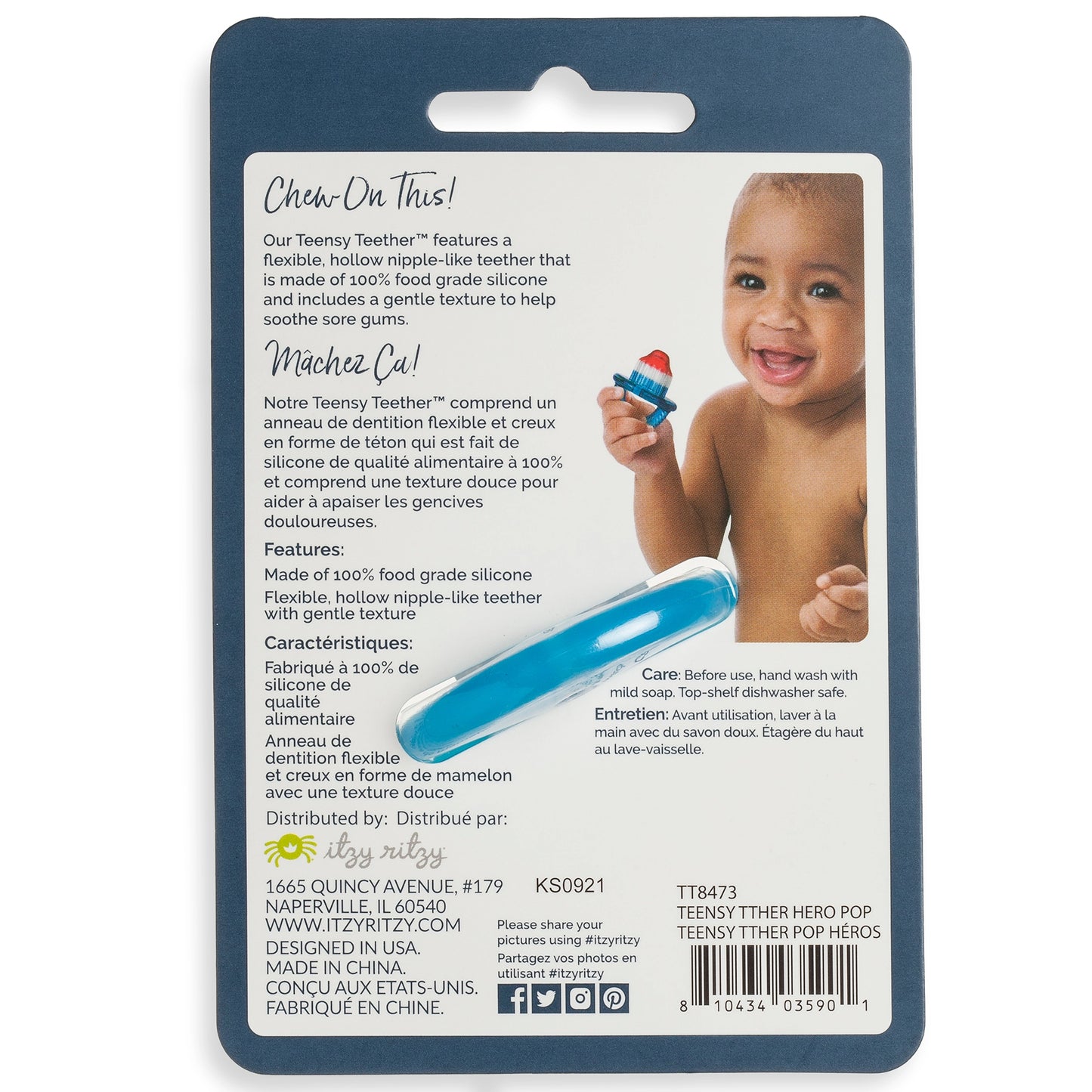 ITZY RITZY TEENSY TEETHER HERO POP SOOTHING SILICONE TEETHER - baby enRoute