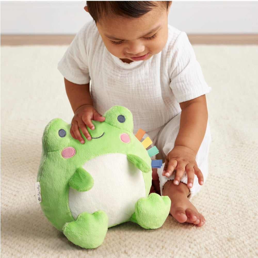 Itzy Ritzy Sweetie Snuggles Plush frog toy, green with white belly