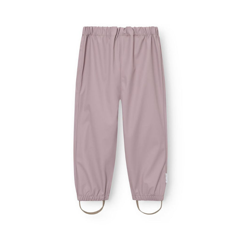 MINI A TURE Matreinar Rain Set Grs Quail Purple rain pants with elastic waist and leg straps