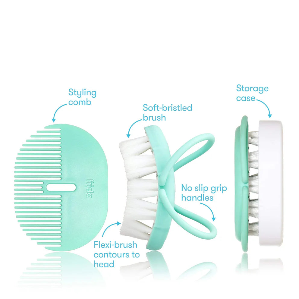 Frida Baby Baby Head-Hugging Hairbrush + Styling Comb Set