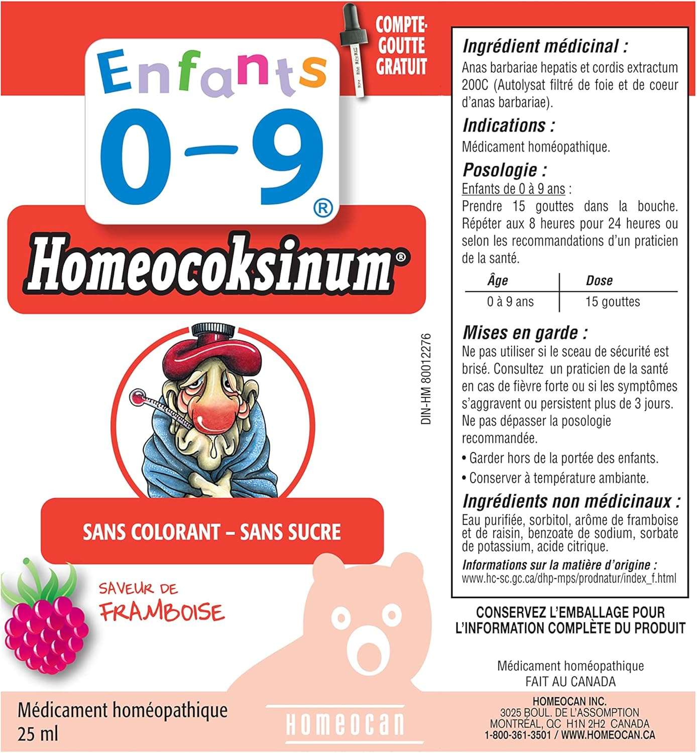Homeocan Homeocoksinum Kids 0-9 Flu Buster Raspberry 25 ml