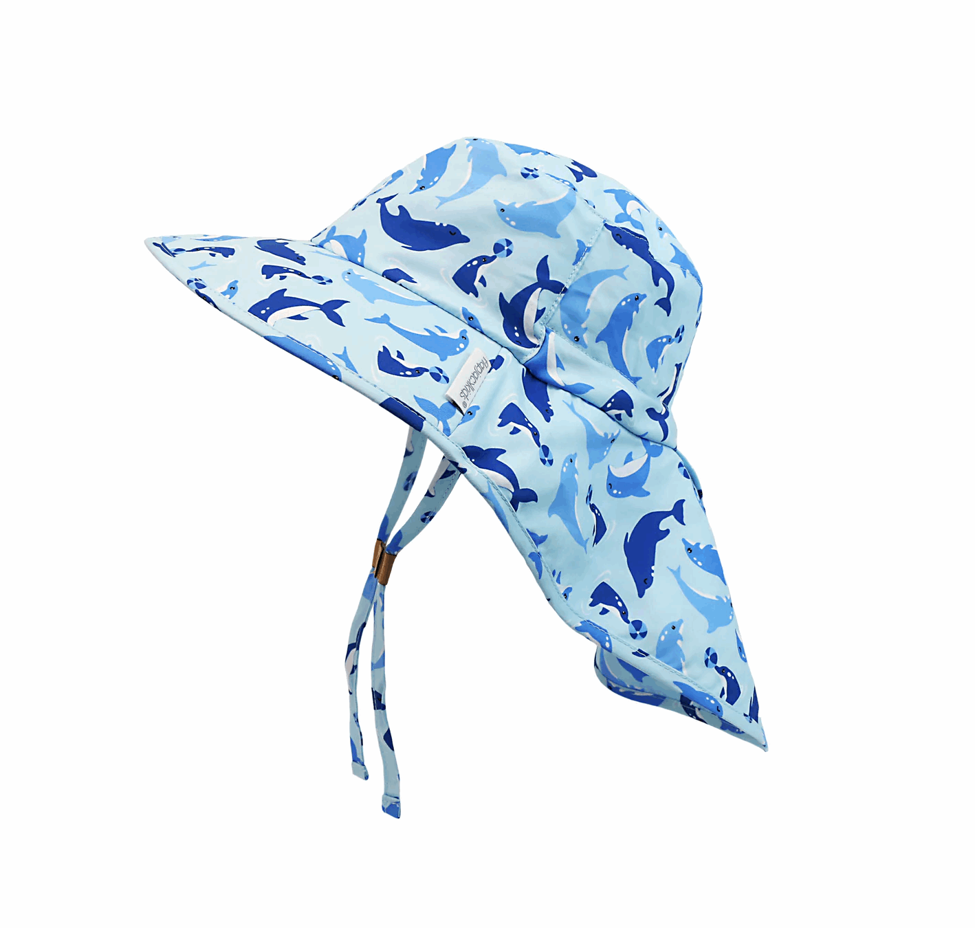 Flapjackkids Kids Sun Hat With Neck Cape Dolphin