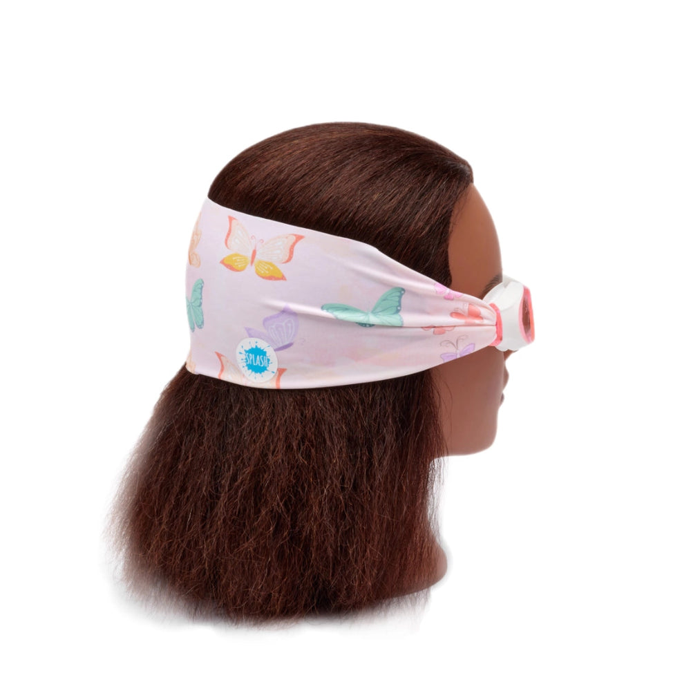 Swim goggles flutter headband pink butterfly print