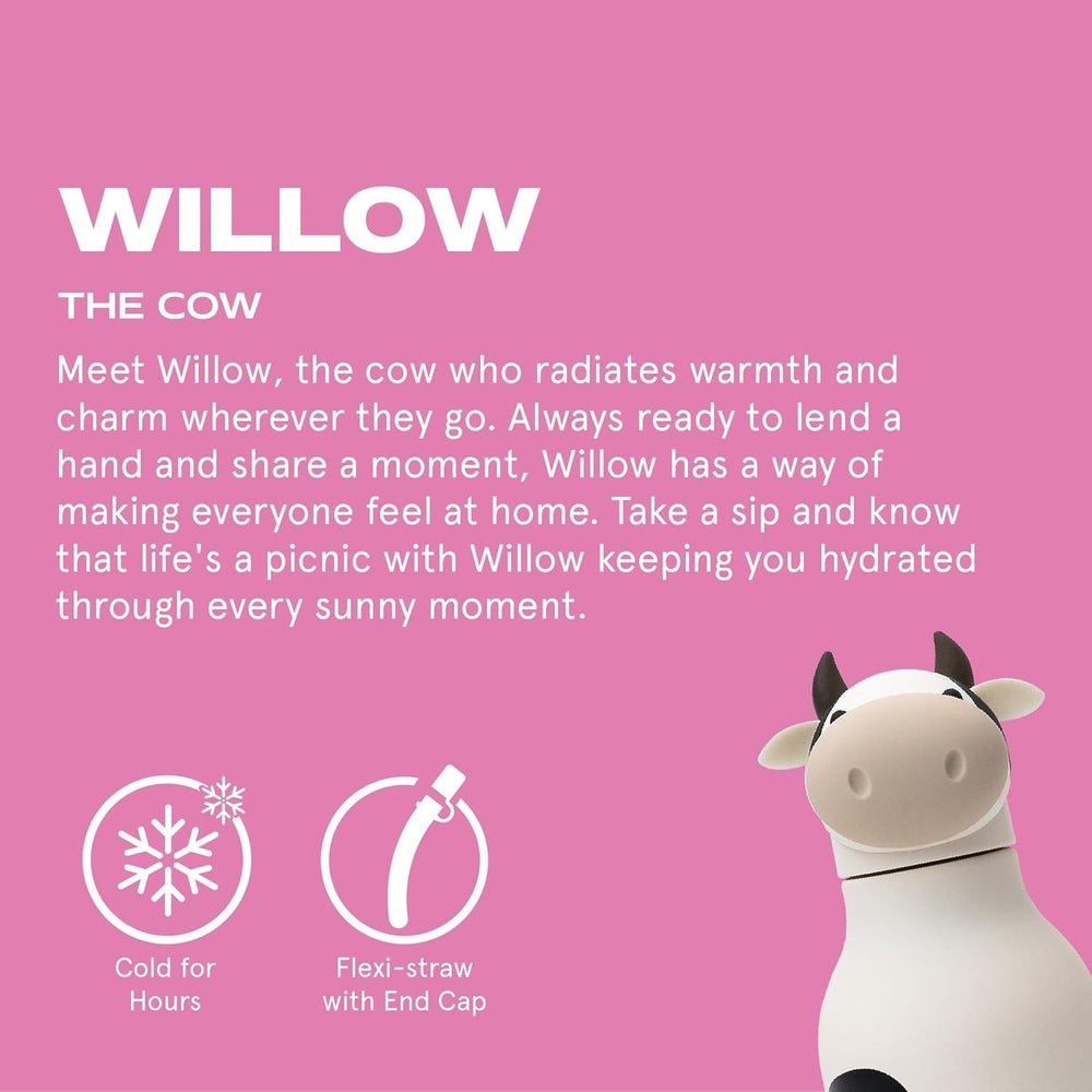 Asobu Bestie Animal Double Wall Stainless Steel Bottle 16oz Cow