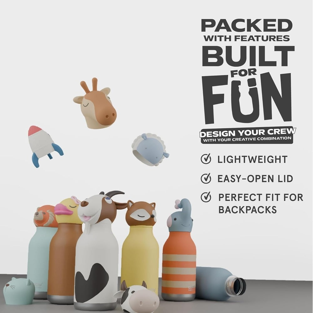 Asobu Bestie Animal Double Wall Stainless Steel Bottle 16oz Horse