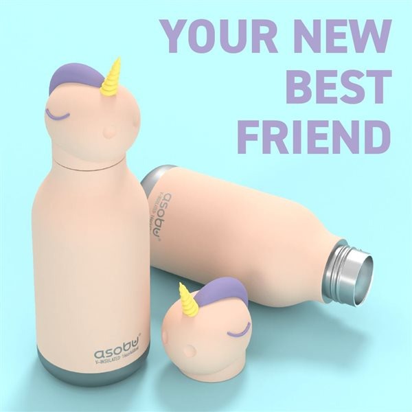 Asobu Bestie Animal Double Wall Stainless Steel Bottle 16oz Unicorn