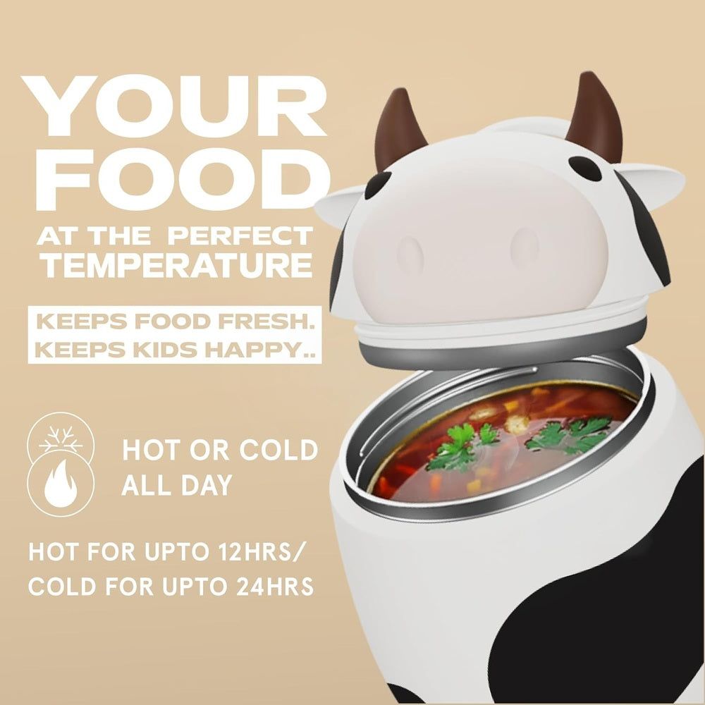 Asobu Foodie Holiday Kids Insulated Food Jar 20oz Cow