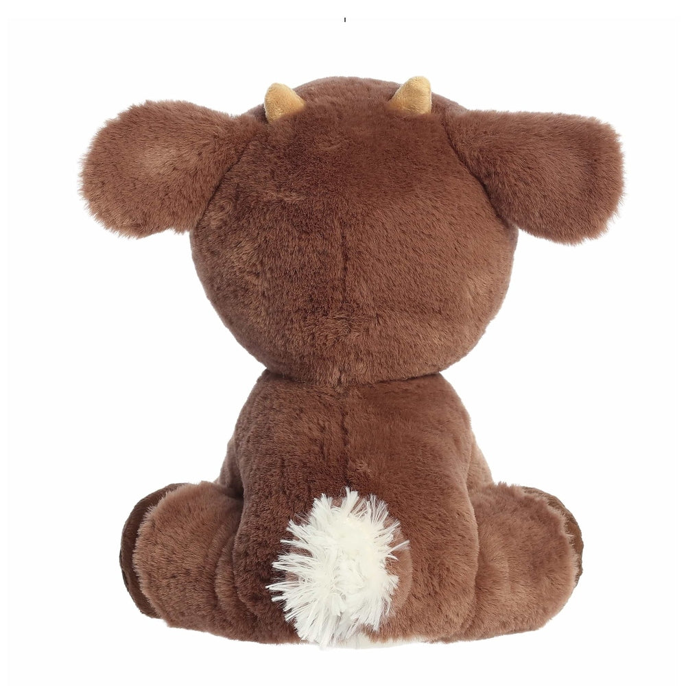 Aurora Holiday Dashing Reindeer Cocoa Brown 8" plush toy, back view with white tuft tail.