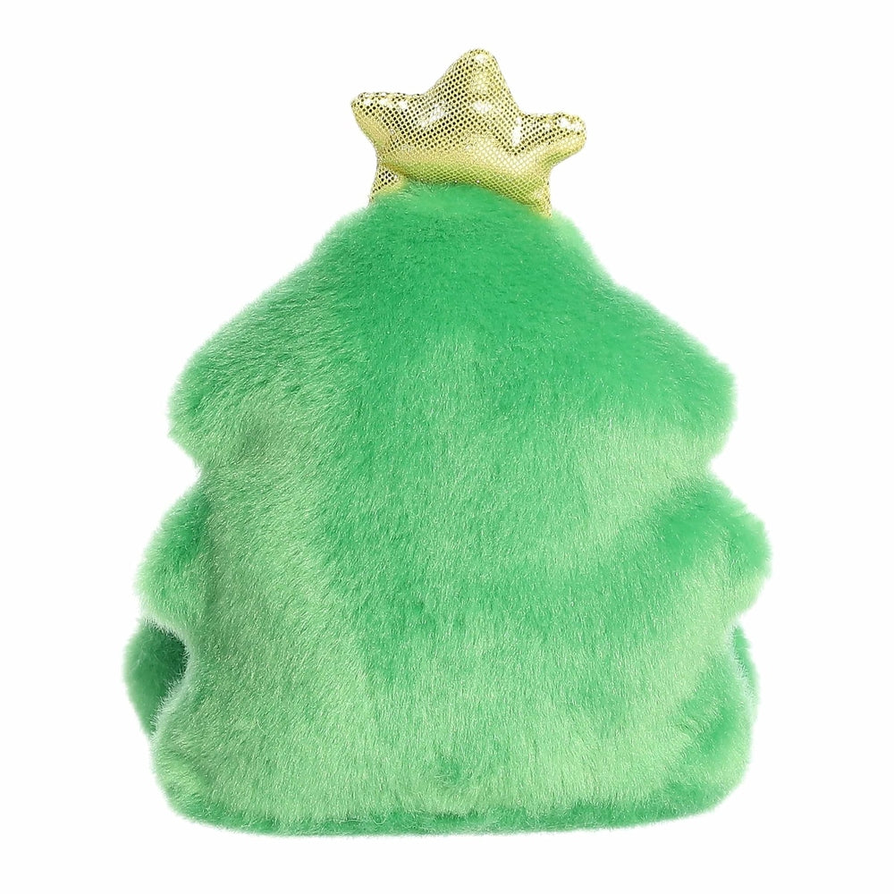 Aurora Palm Pals Christmas Tree plush stuffed animal, bright green fur with gold star topper