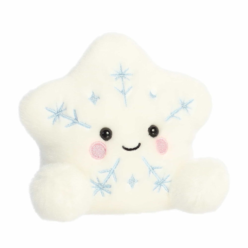 Aurora Palm Pals Glisten Snowflake 5in plush star stuffed animal with blue snowflake embroidery and pink cheeks