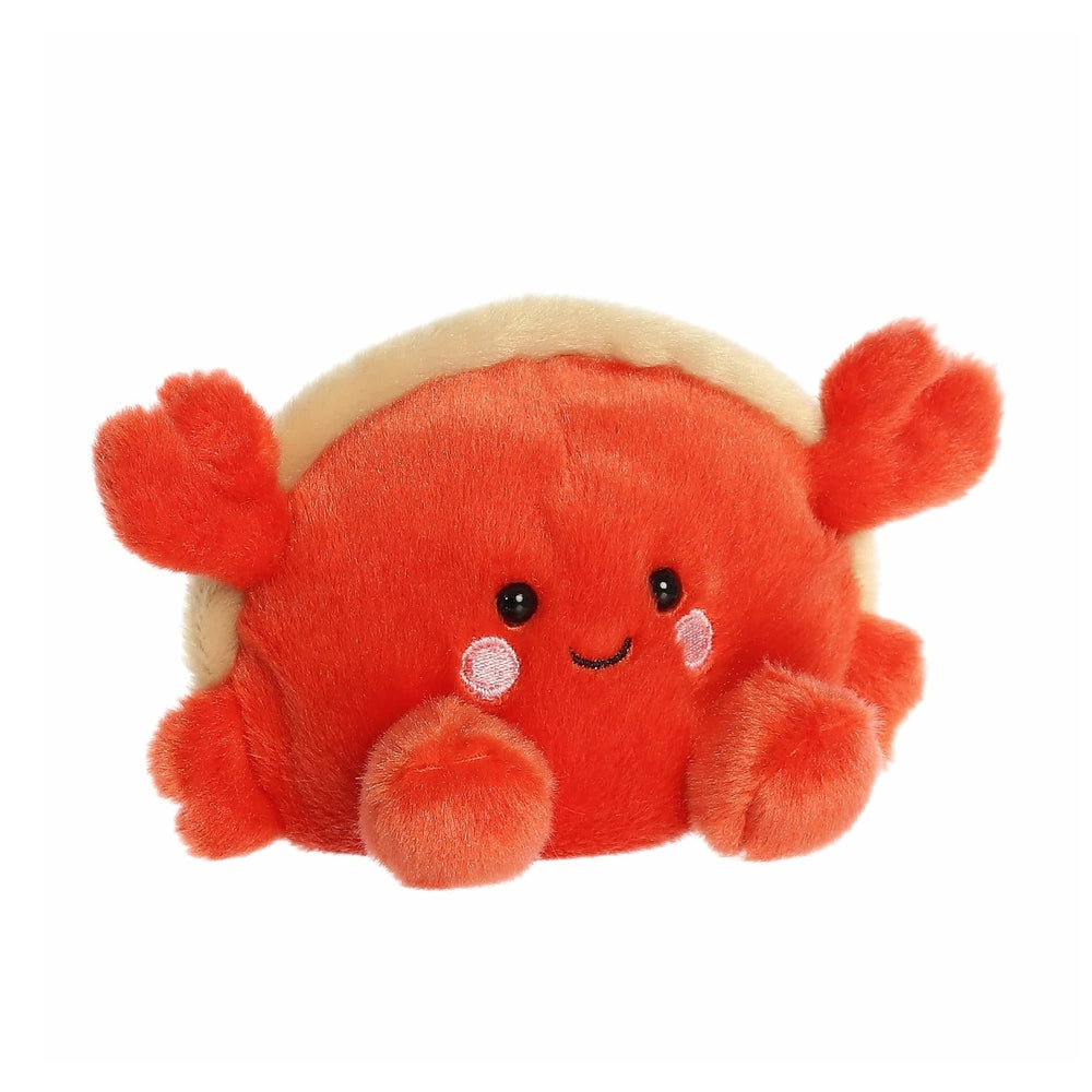 Aurora Palm Pals Tide Hermit Crab 5" plush sitting upright in orange with cream shell, smiling.