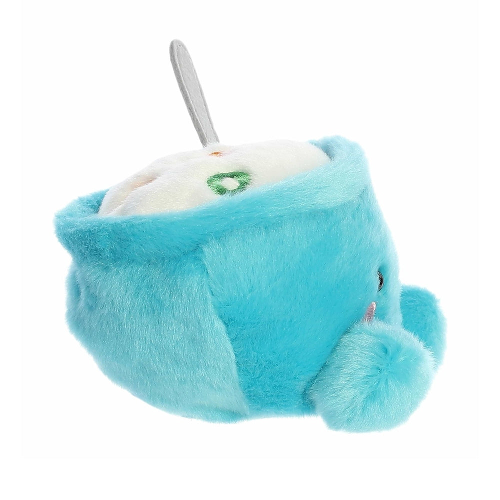 Aurora Palm Pals Trixie Cereal 5in plush toy in bright blue with a white top and spoon sticking up.