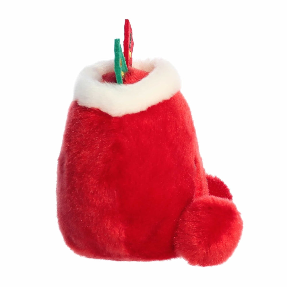 Aurora Palm Pals Velvet Santa Bag 5in plush stuffed animal, red with white fur trim