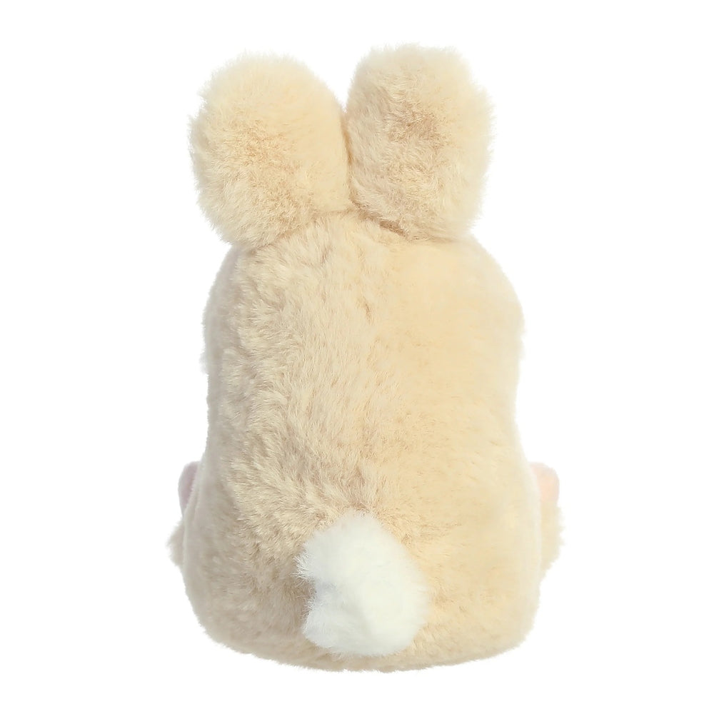 Aurora Rolly Pet Lively Bunny plush toy, beige fur with white tail, 5-inch