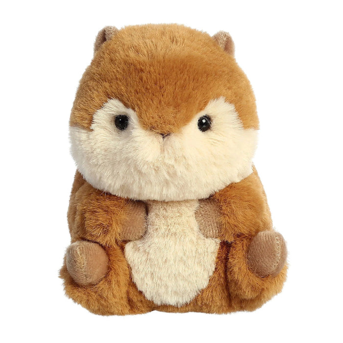 Aurora Rolly Pet Romper Chipmunk stuffed animal, 5-inch plush in brown with cream belly