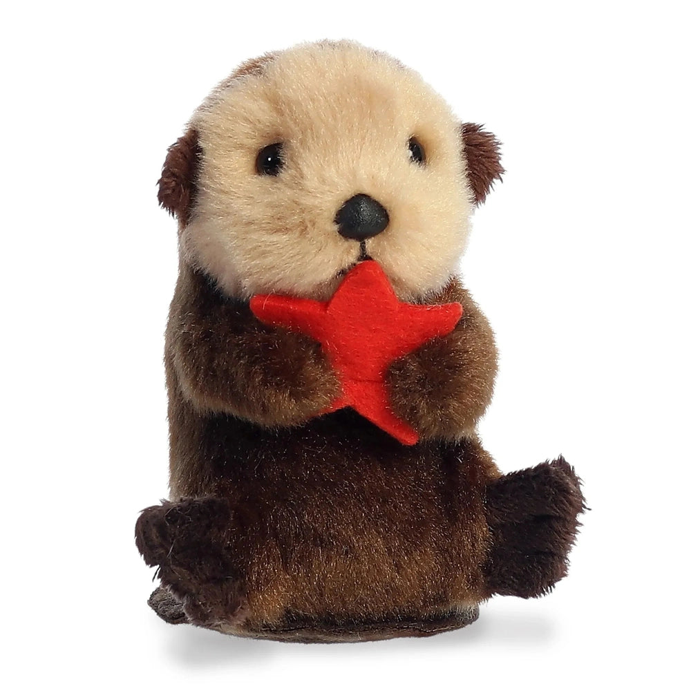 Aurora Shoulderkins Spiffy Otter 4.5-inch plush toy holding a bright red star.