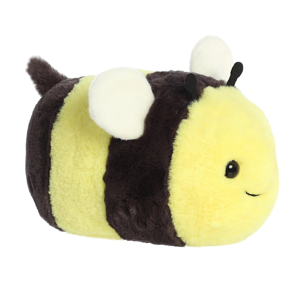 Aurora Spudsters Bee 10" plush toy with bright yellow face, black-and-yellow striped body, and white wings
