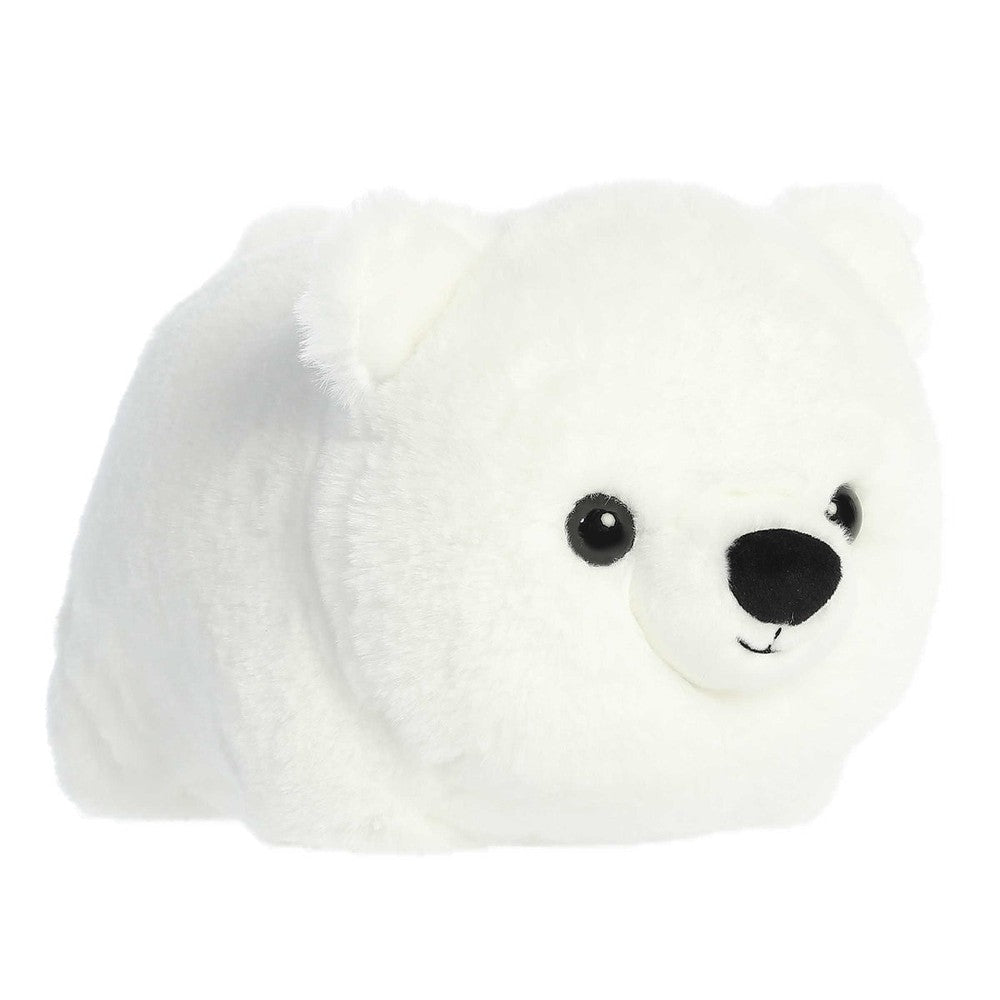 Aurora Spudsters Penni Polar Bear plush toy, white faux fur, soft and cuddly as it sits facing camera.