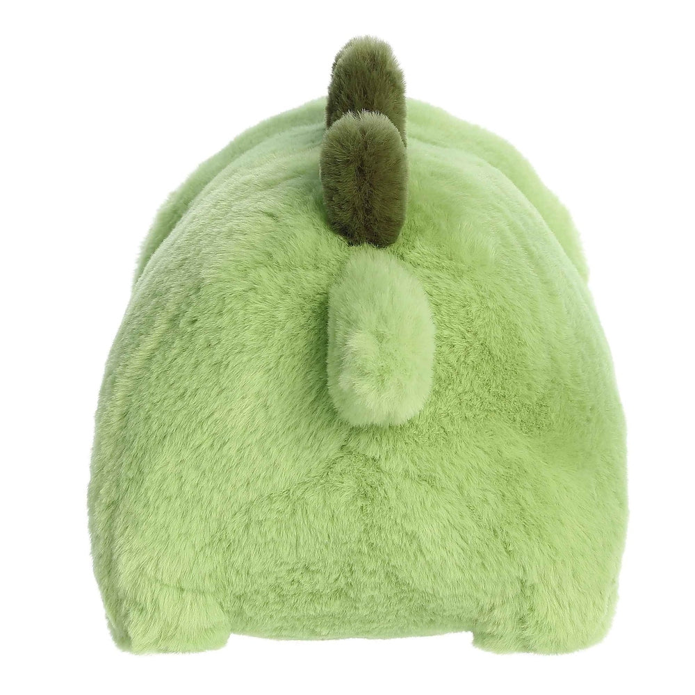 Aurora Spudsters Stevie Stegosaurus 10" plush, vibrant green fuzzy toy with dark green plates.