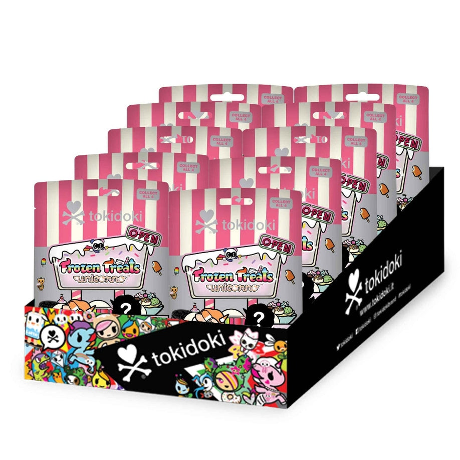 Aurora Tokidoki Frozen Treats 4.5-inch unicorn plush blind bags display with 8 packs
