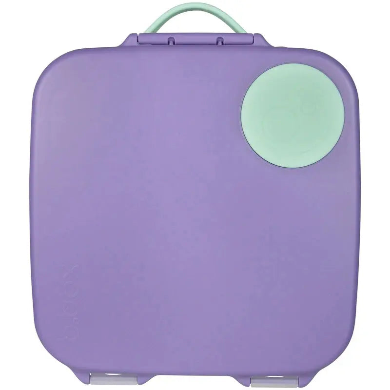 B.Box Lunchbox in purple with mint-green lid knob and top handle for easy carrying.