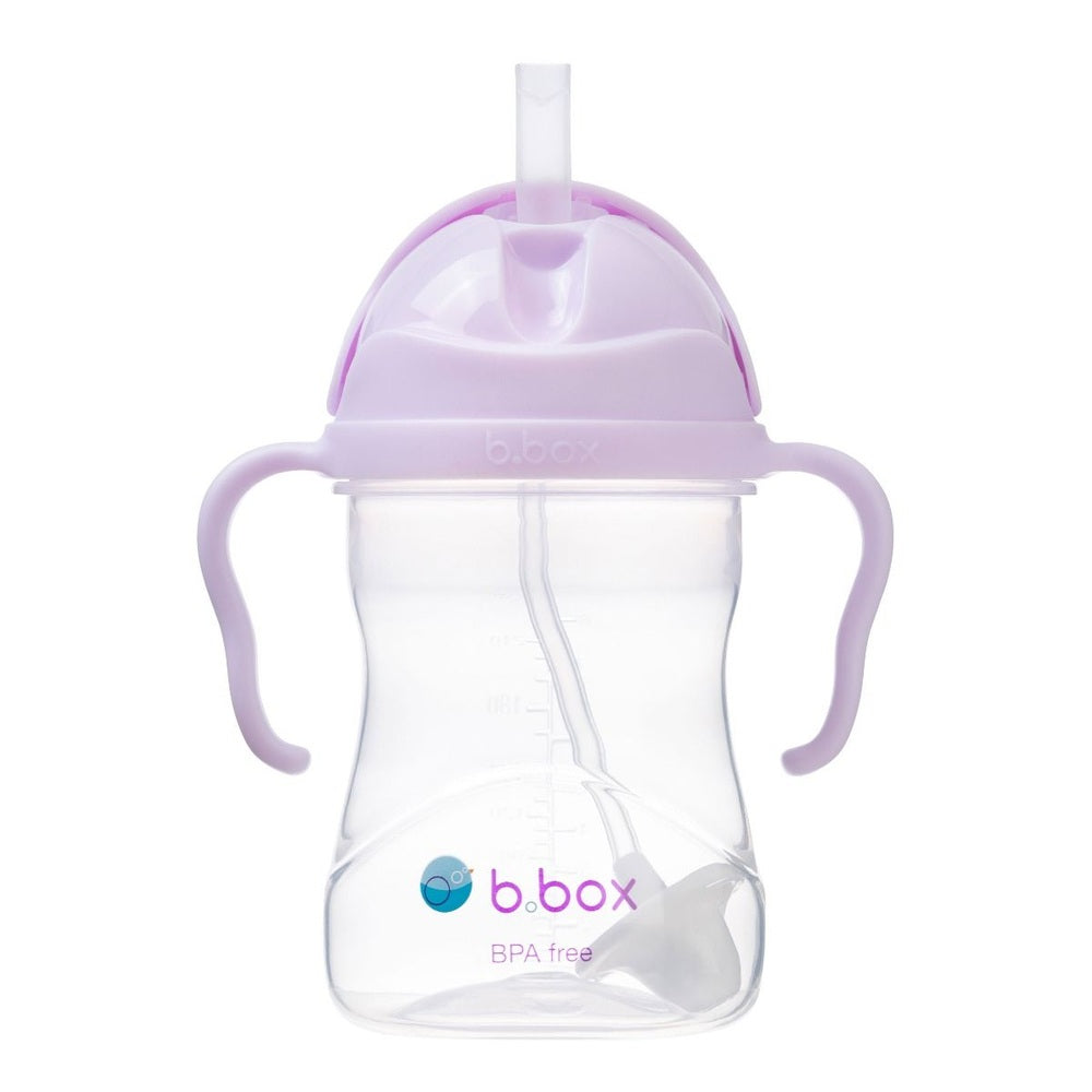 B.Box Gelato Edition sippy cup with lavender lid, two handles and straw, BPA free