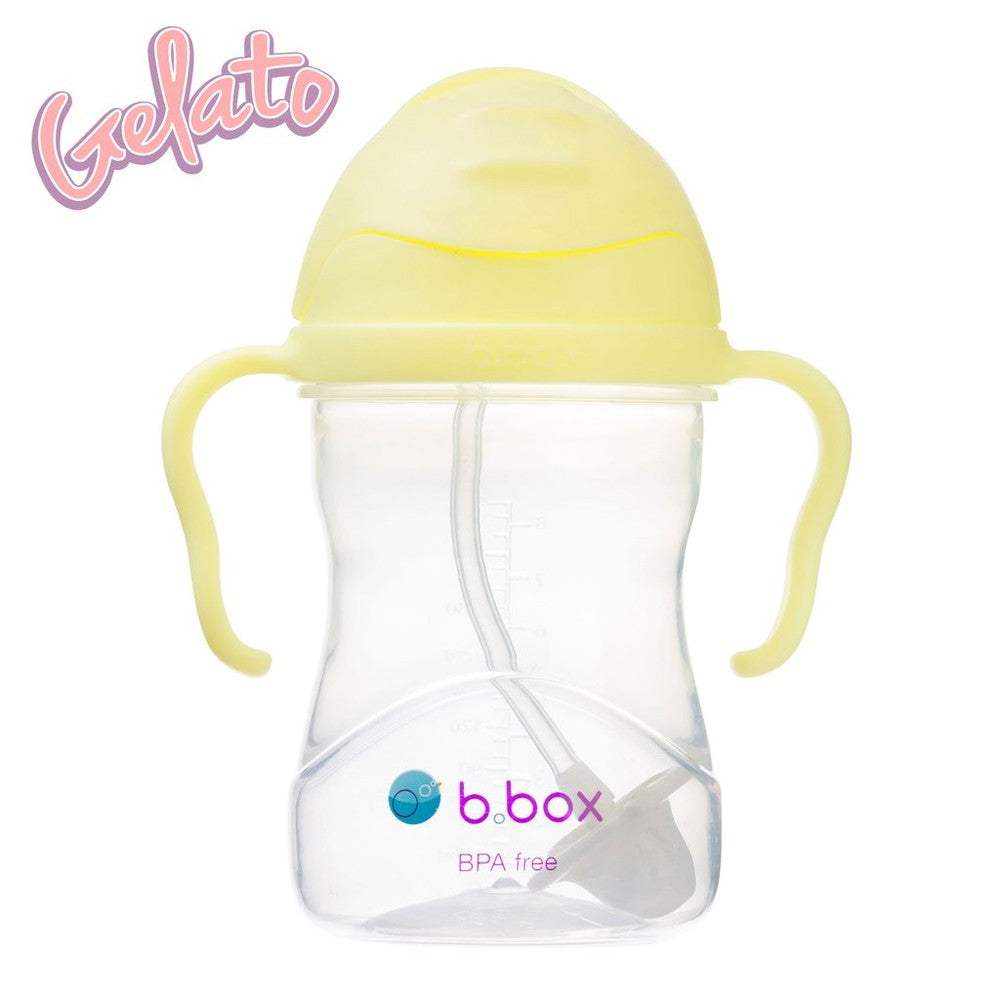 B.Box Gelato Edition sippy cup with yellow lid and handles, BPA-free