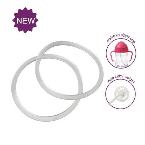 B.BOX sippy cup O-ring replacement set; two white silicone rings for feeding