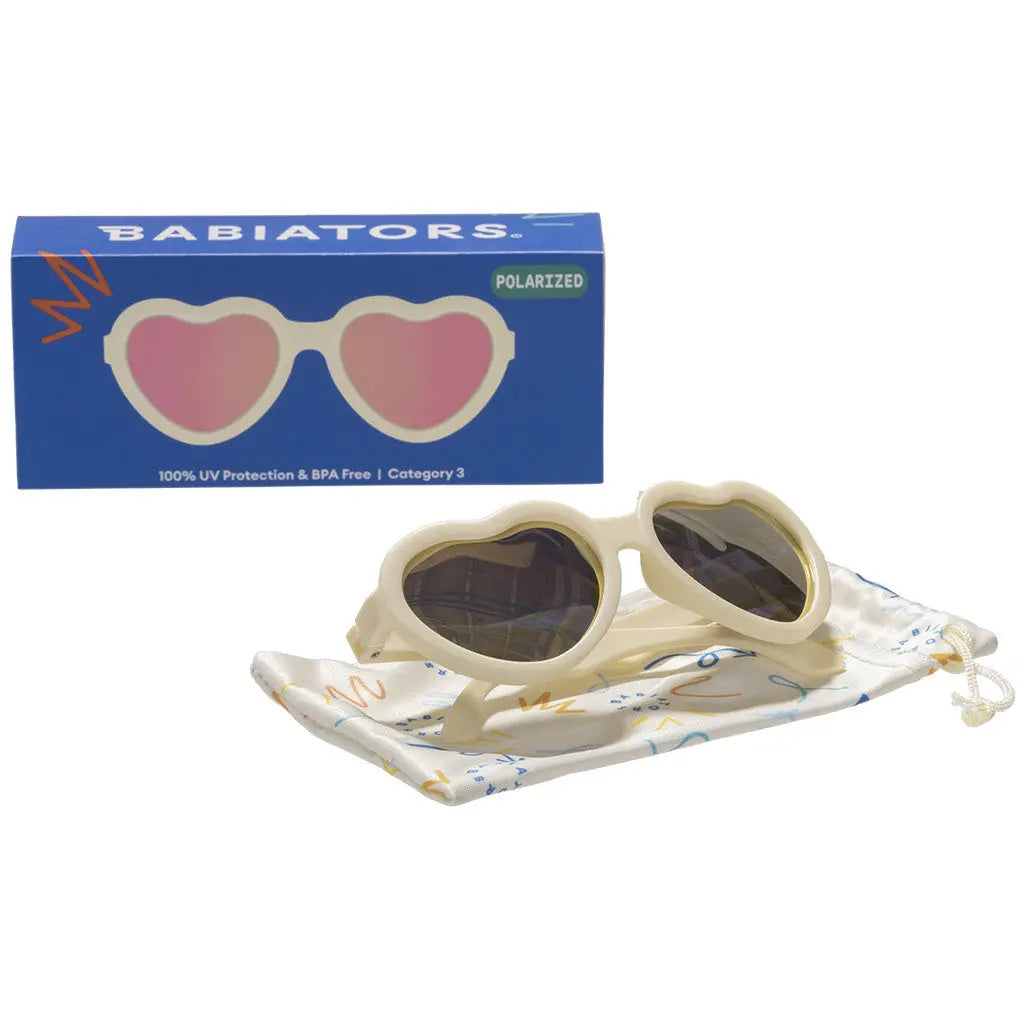 BABIATORS POLARIZED MIRRORED SUNGLASSES HEART SHAPE SWEET CREAM